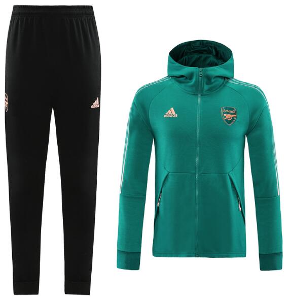 Arsenal Green Training Suits Hoodie Jacket with Pants 2020/21